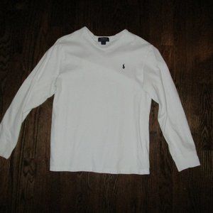 White Long Sleeve Polo Tee